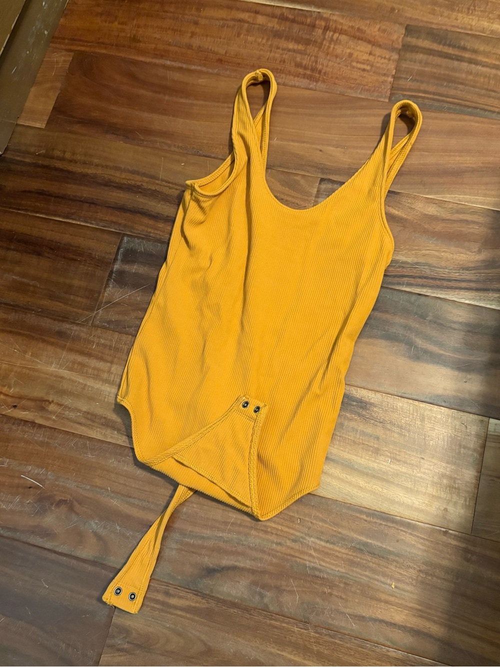 Abercrombie & Fitch Soft AF Ribbed Bodysuit Mustard Gold Snap Bottom XS (624)